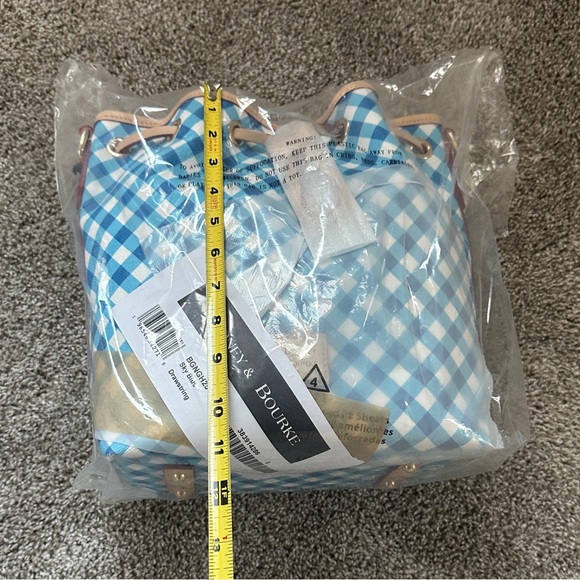 Dooney & Bourke Blue and White Checkered Shoulder Bag - Picture 2 of 16